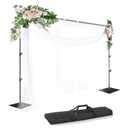 EMART Backdrop Stand, 8.5ft Height 10ft Width Adjustable Photography Background Support Poles with Heavy Duty Flat Base, Photo Metal Steel Pipe and Drape Frame Kit for Parties Birthday Wedding - Black