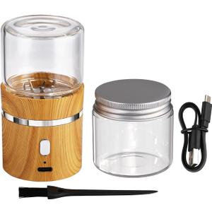 Electric Herb Grinder, Electric Spice Grinders Mini Size 2inx3.5inches with 2pcs 1.7oz/50ml Glass Jar Rechargeable Automatic Herb Grinder