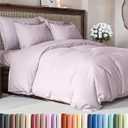 Duvet Cover Queen Size Set - Extra Soft Queen Size Duvet Cover 90 x 90 with 2 Pillow Shams - Hotel Luxury Easy Care and Fade Free w/Zipper Closures & Ties - Breathable Bedding Set (Light Lavender) (37 - Light Lavender (No Comforter))