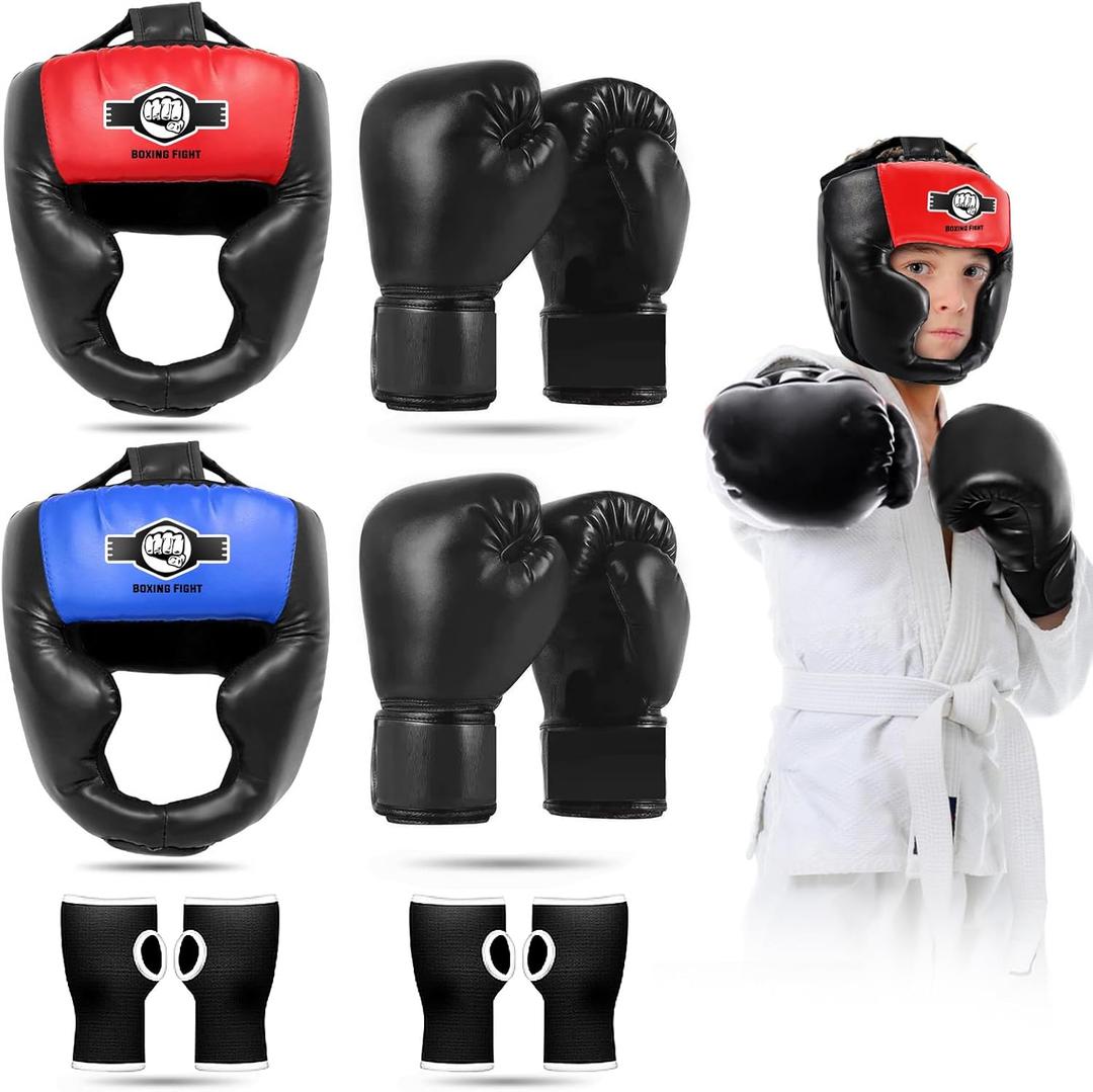 YORWHIN Sparring Head Guard with Gloves - Boxing Safety Headgear for MMA, Kickboxing, Muay Thai & Boxing - Adult & Kids (Small-Medium, Red & Blue)