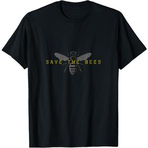 Save the Bees Environmentalist T-Shirt T-Shirt (Small, Black)
