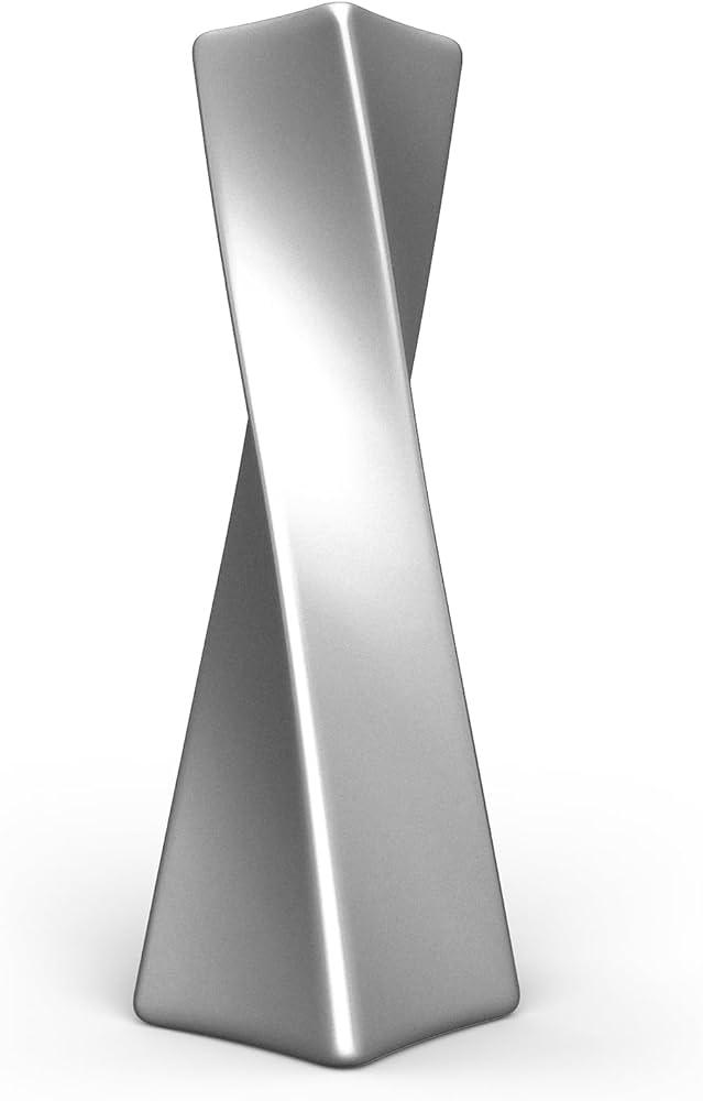 Silver Ceramic Geometric Vase, 11.8" H Modern Decorative Accent for Table, Shelf and Flower Centerpieces, Living Room Dcor