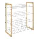 Whitmor 4 Tier Closet Shelf - Storage Organizer - Natural Wood & Chrome - 11.63"x 25.0"x 27.5"-Adult