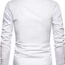 Mens Long Sleeve Casual Button Down Dress Shirts with Chest Pocket (White, M)