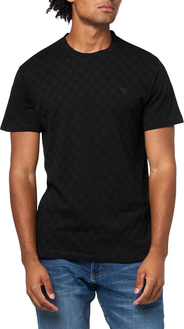 GUESS Men's Short Sleeve Small Triangle Knit (XXL, Jet Black)