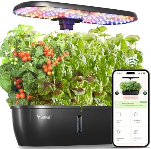 LETPOT LPH-Lite Hydroponics Growing System, 12 Pods Smart Herb Garden Kit Indoor, Indoor Garden, APP & WiFi Controlled, with 24W Growing LED, 5.5L Water Tank, Pump System, Automatic Timer