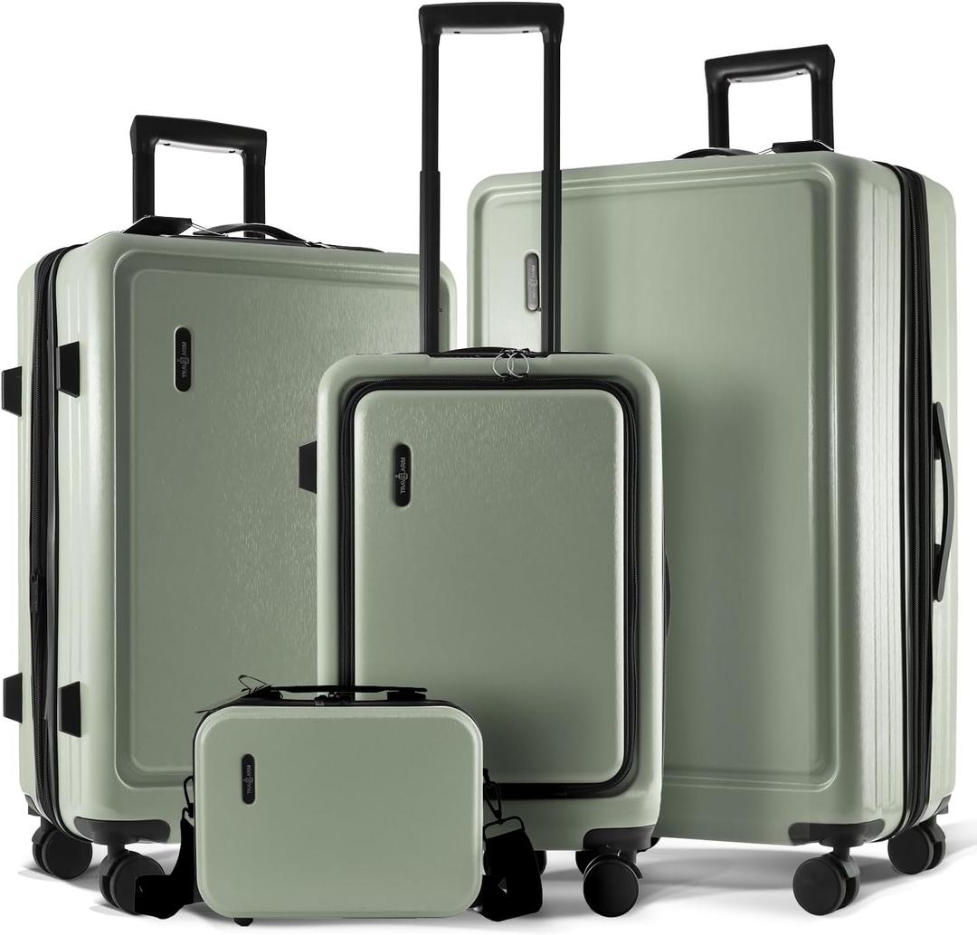 TRAVELARIM Hard Shell Luggage Sets with Spinner Wheels 4 Piece, Expandable Large Suitcases with TSA Lock, Travel Large Suitcase Set, Sage Green Luggage Set