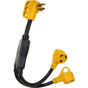 RV Power Adapter Cord-50A Male to (2) 30A Female 2.5 Feet with Handle (CR50302)