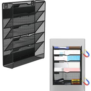 6-Tier Magnetic File Holder, Large Capacity File Cabinet Organizer, No-Drill Mount Hanging Magnetic Paper Holder for File Cabinets, Office, Whiteboard, Magnetic Mail Holder