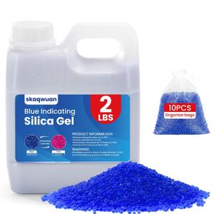 2 LBS Blue Indicating Silica Gel Desiccant Beads, Premium 3-5mm Reusable Desiccant, for Daily Electronics Camera Jewelry Home Artworks (10 PCS Organza Bag)
