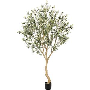 Realead 7FT Olive Trees Artificial Indoor - Tall Faux Olive Tree 7 Feet with Realistic Leaves and Natural Wood Trunk - Potted Fake Olive Tree for Modern Home Office Living Room Floor Decor Indoor