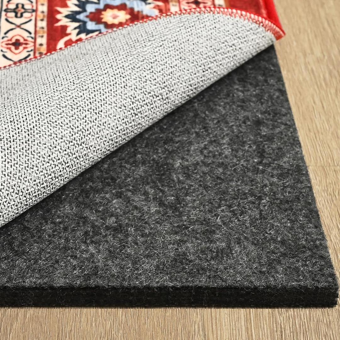 YJ.GWL 9x12 Feet Non Slip Rug Pad 1/4 inch Thick Felt and Silicone Backing, Dual Surface Cushion Rug Gripper for Hardwood Floors, Carpet Liner Keep Rugs in Place, Anti Skid Mat for Under Area Rug