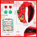 Brimekichio Christmas Headbands Earrings Bracelets for Women Christmas Accessories for Women Cute Xmas Holiday Outfits Party Gifts Red