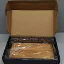 Wican Guest Towel Holder Tray for Bathroom, Oak and Iron Napkins Holder for Powder Room Dinning Table Wooden Basket for Disposable Paper Hand Towels Black and Farmhouse Brown (9.06 x 5.51 x 2.56 inchs)