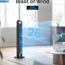 DREO Tower Fan for Bedroom, 90 Oscillating Fans that Blow Cold Air, 5 Speeds, 4 Modes with 26ft/s Velocity, 12H & 28dB Quiet Timer, Remote, Touch, 40" Standing Floor Fan for Home Office, Black