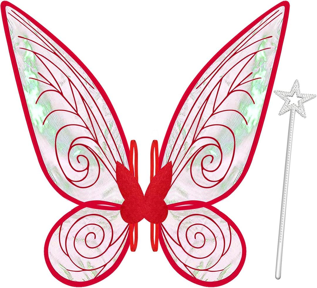 Fairy Wings for Adults,Butterfly Wings for Girls,Angel Wings,Fairy Costume for Women Halloween Dress Up Party Favor (Red) Fairy Wings for Adults,Butterfly Wings for Girls,Angel Wings,Fairy Costume for Women Halloween Dress Up Party Favor (Red)