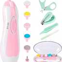Qunlions life Baby Nail Trimmer Electric-12 in 1 Baby Nail Clippers Safe Baby Nail File Kit with a Nail Clipper, Scissor, Tweezers, and Nail Files (Pink+four Accessories)