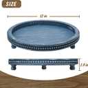 Handmade 12 Inch Decorative Tray, Small Beaded Tray Coffee Table Decor, Blue Decorative Display Risers for Coffee Table, Dining Room Entryway and Living Room