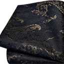GUSLESON 8cm Paisley Tie Set for Men Necktie Lapel Pin Pocket Square Cufflinks Set for Men (Black)