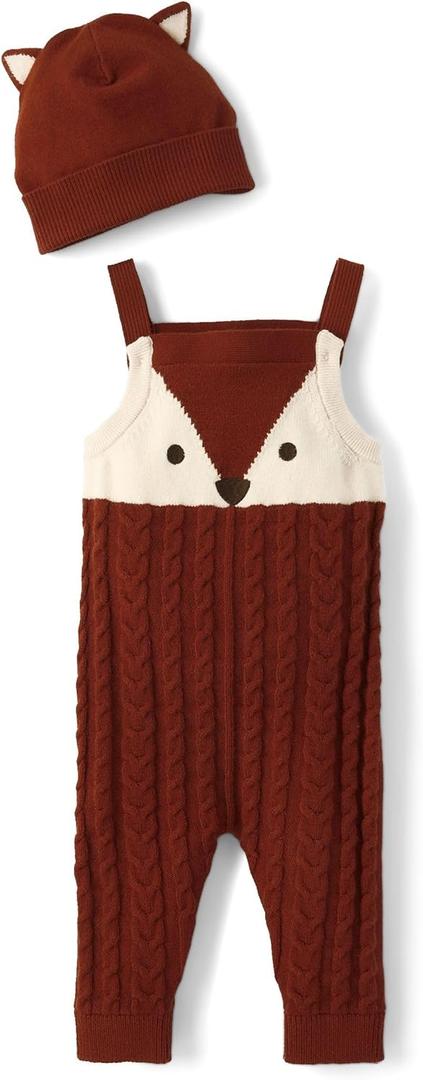 Gymboree Unisex Baby And Newborn Overall Pant Set (6-9 Months, Smoked Paprika Fox)