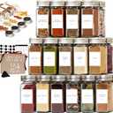 FINESSY Glass Spice Jars with Labels with Metal Lids and Shakers 24 Pack Set, 4oz Small Empty Air Tight Spice Containers with Labels, Clear Seasoning Containers Herb Bottles Kitchen Storage Organizer (24-pack | Modern Farmhouse Style)