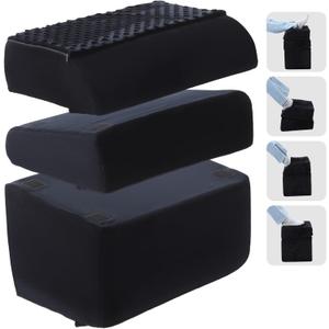 Novabright Foot Rest Under Desk, 3 Height Adjustable Ergonomic Foot Stool with Gel Textured Top and Cozy Pocket, Non-Slip Foam Footrest for Office Home Car(17" X 11" X 17",Cambered,Black)