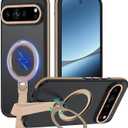 Mondelete 360Spin Magnetic Stand with Silicone Strap for Google Pixel 10 Pro XL Case [Fit for MagSafe], Mil-Grade Shockproof Translucent Pixel 10 Pro XL Phone Case with Ring Holder (Desert Gold)