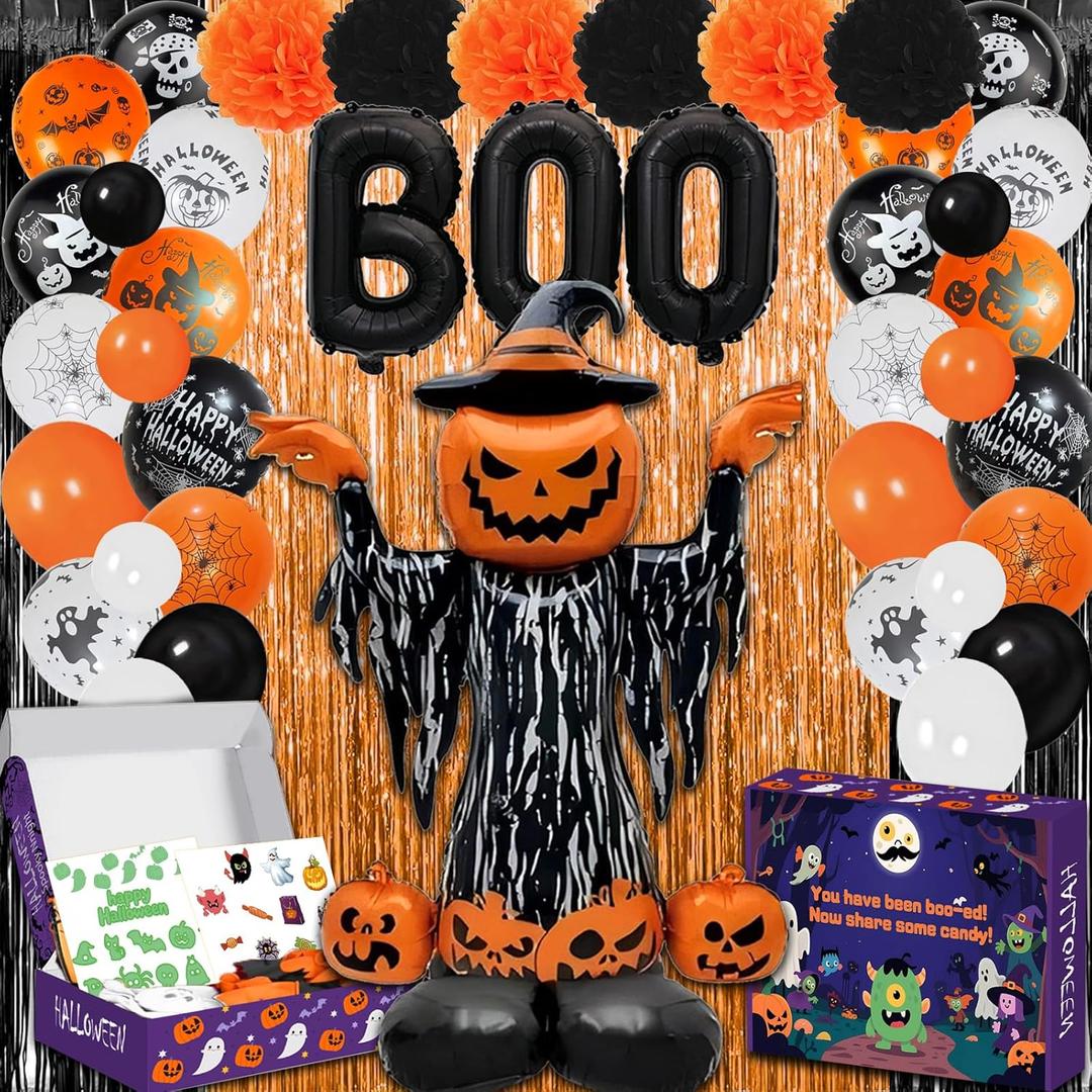 93 Pcs Halloween Decorations 5 Ft Jumbo Foam Balloon 60 Pcs Balloons Foam Cures Photo Frame Paper Flower Ball Adult Party Supplies