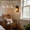  Battery Operated Wall Sconce Set of 2, Wireless Wall Lights with Remote Control, Dimmable 3 Color Temperatures, Rechargeable Wall Sconce with Vintage Faux-Wood Finish for Bedroom Living Room