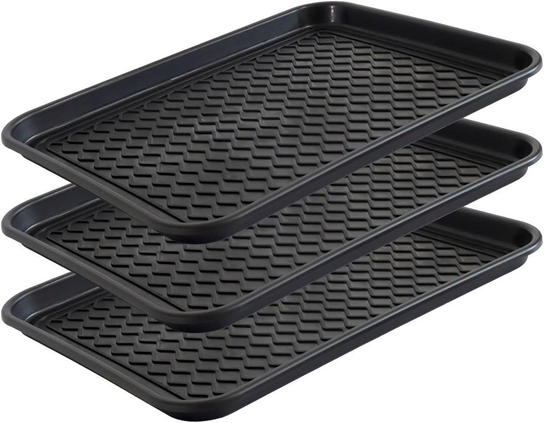 Boot Tray for Entryway, 3 Pack Waterproof Shoe Trays for Indoor Outdoor Use 20"x15" Durable Shoe Mat with Raised Edge, Non-Slip Tray for Boots, Pets, Garden & Muddy Shoes, 19.70"L x 14.96"W x 1.2"Th