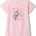 Columbia Girls' Tech Trail Short Sleeve Graphic Shirt (Large, Satin Pink Heather/Ridge Line Life)