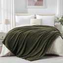 EXQ Home King Size Blanket for Bed or Couch - 3D Imitation Turtle Shell Jacquard Decorative Fleece Blankets - Cozy Soft Fuzzy Flannel Blanket Suitable for All Seasons(90"108",Dark Green)