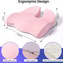 Seat Cushion for Office Chair, Large Thick Seat Cushion for Tailbone Pain Relief, Sciatica & Back Support, Memory Foam Office Chair Cushion for Long Sitting, Coccyx Cushion for Car, Wheelchair (Pink)