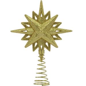 1 X 5.5" ACRYLIC GLITTER STAR TREETOP. COLOR: GOLD.