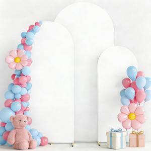 Wedding Backdrop Arch Cover Set of 3,Arch Covers Stretchy Backdrop for Party Wedding Birthday Baby Shower,White (7.2ft, 6.6ft, 6ft)