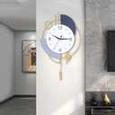 Wall Clock,Decorative Wall Clocks with Pendulum,Silent Quality Quartz Wall Clock Battery Operated,Large Wall Clock for Living Room,Kitchen,Home,Bathroom,Bedroom Wall Decor,16x26.5inch (Golden)