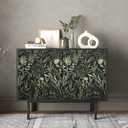 REDAMANCY Dark Black Vintage Botanical Plants Green Leaf Peel and Stick Wallpaper Stick on Contact Paper Vintage Wall Paper Easy Peel Off for nightstand Drawer Cabinet Renter