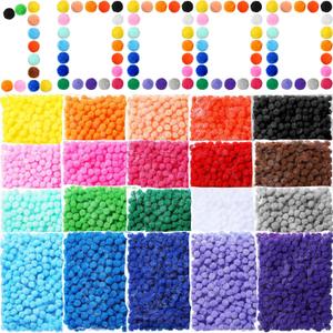 10000 Pcs Multicolor Pom Poms for Crafts 1 cm Fuzzy Craft Balls for Kids Classroom DIY Creative Christmas Decorations