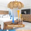 Boho Rattan Ceiling Fans with Lights and Remote,Gold Flower Bladeless Fandelier for Dining Room,Bedroom,Kitchen,Nursery(26 Inch,6 Speeds,Timing,Adjustable Height)