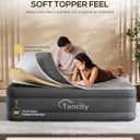 Fast Inflate AirBed, Quiet & Comfortable Blow Up Bed for Home Guests, Camping, Travel, 20” Tall Luxury Air Mattress with Quilted Foam Topper, U-shaped PVC strap for Extra Firm Support, Inflatable Bed, 20"Queen