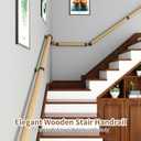 5FT Wooden Stair Handrails,Indoor Outdoor Hand Railings, Sturdy Wall Mount Support,Non-Slip Safety Handrail for Elderly, Children, and People with Physical Limitations