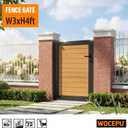 3x4 FT (34.8"x47.8") Aluminum Fence Gate Kit, Heavy-Duty Wood Grain Aluminum Gate with Decorative Cutout, Lock & Hinges, Left/Right Opening, Weather-Resistant for Yard, Garden, Backyard