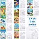 Louise Maelys Pre Drawn Canvas to Paint for Kids - 7 Pack Transportation Theme Pre-Stretched Canvas Panels (5x7 inch) Easy Paint Art Kit for Beginners,Unique Gifts