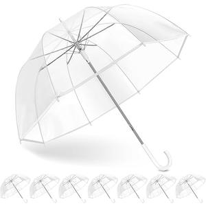 Clear Bubble Umbrella Wedding, High-Visibility Transparent Rain Umbrellas Bulk, Windproof Large Clear Umbrella, Firm and Durable, Dome Umbrellas for Wedding Bride Groom Photography Golf Outdoor, 8 Pack