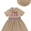 IDOPIP Baby Girls Wild Jungle Safari 1st Birthday Outfit Toddler Leopard Giraffe Tutu Dress with Hat Clothes for Photo Shoot, 12-18M