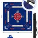 Mahjong Mat for Table 33 x 33, Premium Non-Slip Noise-Reducing Table Cover, 2mm Thick Waterproof Rubber Game Mat with Carrying Bag Foldable Mahjong Table Mat for Mahjong, Poker, Card & Board Games