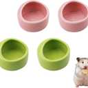 4Pack Ceramic Hamster Food Bowl, Hamsters Food Dish, Pet Foods Bowls for Squirrel, Hedgehog, Hamster Foods and Water Bowl Set, Hamsters Cage Accessories (Pink, Green)