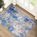 Washable Area Rugs 2'x3' Non-Slip Modern Abstract Soft for Living Room Entryway Bedroom Nursery, Print Pattern, Grey Blue Gold/Golden