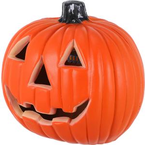 Toyvian Halloween Jack O Lantern Artificial Pumpkin Light LED Pumpkin Lantern Decorative Halloween Prop for Garden Patio Front Door Decor 8inch (14X19CM)