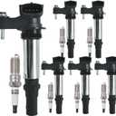 UF375 Ignition Coil Pack 12629037 and Iridium Spark Plugs 6509 Set Of 6 Fit For Cadillac CTS,SRX,STS 2004-2010&Saab 9-3 2006-2009&Buick Rendezvous,LaCrosse,Allure 2004-2009&Chevrolet GMC 2.8L 3.6L V6